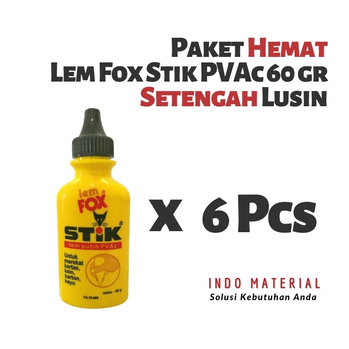 

Paket Hemat Lem Fox Stik PVAc 6 gr Setengah Lusin KODE O2F3
