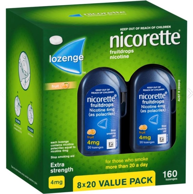 

KODE R4Y3 Nicorette Quit Smoking Cooldrops Fruit Lozenges 4mg 2 Pcs No Box