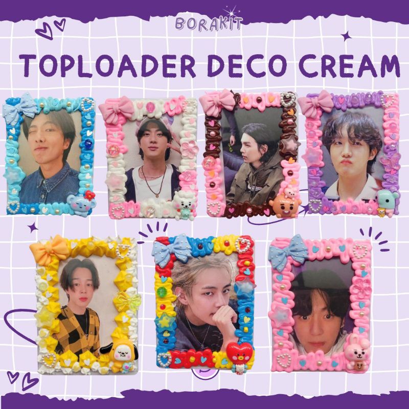 [T03] READY STOK - TOPLOADER DECO CREAM PHOTOCARD PC HOLDER BTS BT21 KPOP STICKER PITA LACE
