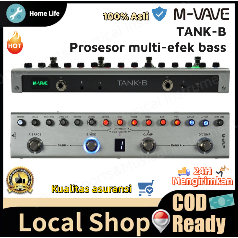 ✨Rp30RB off✨Efek Bass M-VAVE TANK-B Multi Effects Soundcard Interface Pedal Dapat diisi ulang 36 Pre