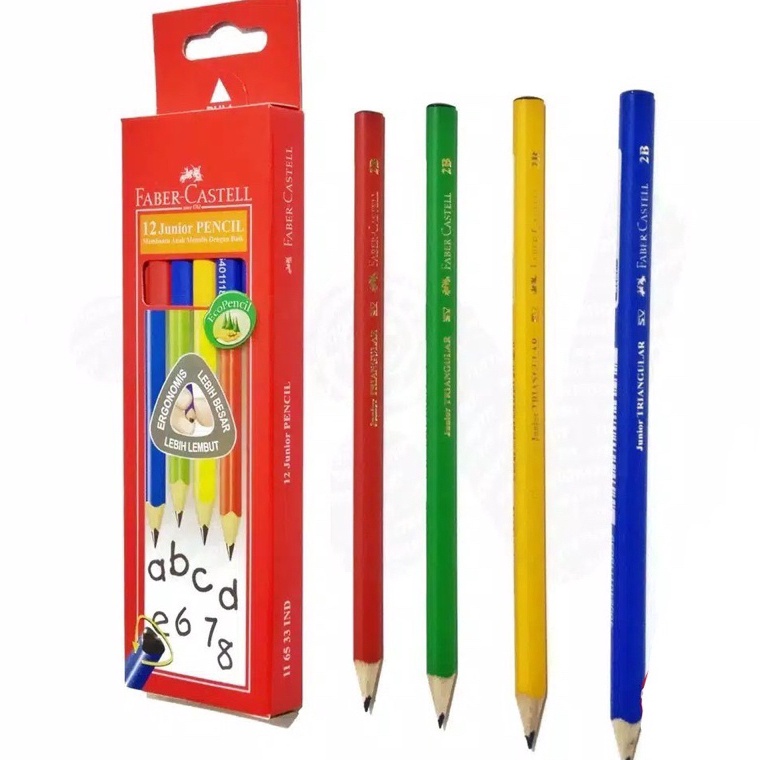 

Pensil Kayu Segitiga FaberCastell Junior pencil Triangular 12 pcs KODE S3R7