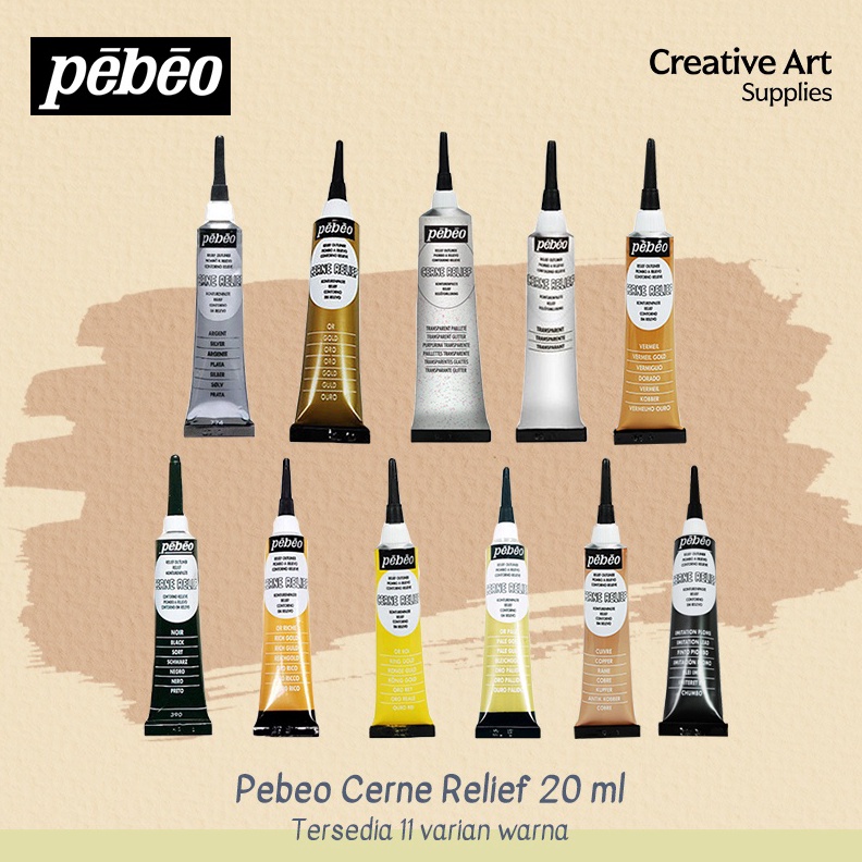 

KODE P9E2 Cat Outliner Pasta untuk Kaca Logam Kayu Kanvas Pebeo Cerne Relief 2ml Detail Timbul Mengkilap