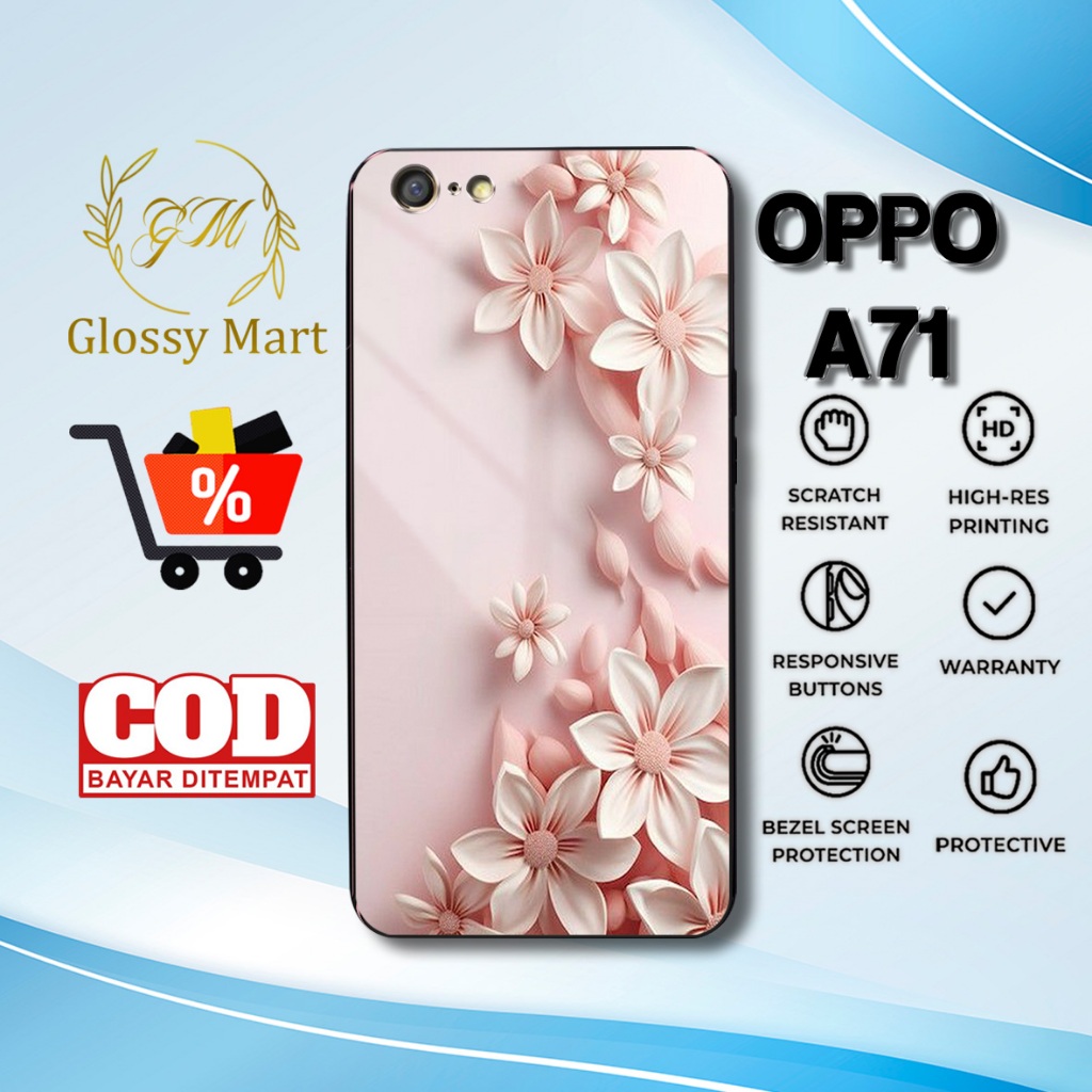 Case Oppo A71 Terbaru - Casing Oppo A71 - Motif Bunga Cute - Hardcase Premium Glossy - Softcase Hp O