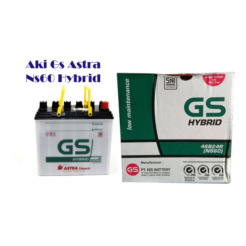 AKI GS ASTRA 46B24R Hybrid 45Ah  - Aki kering GS MF-NS60 -45Ah