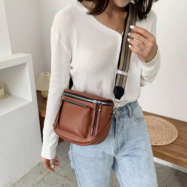 KODE S27R ZIE STORE11 Tas Wanita Tas pinggang Model Import Tas Waistbag Wanita kulit jeruk puti hita