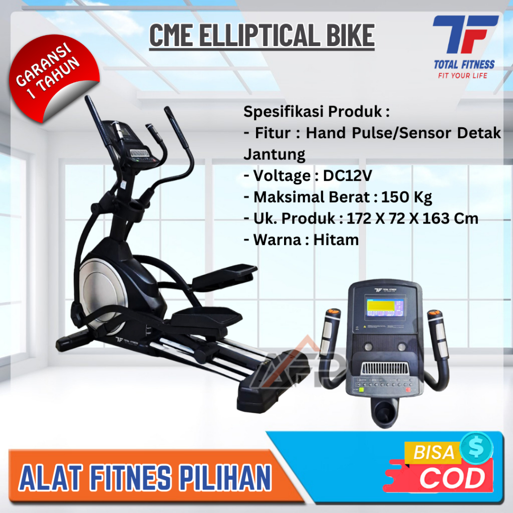 Sepeda Fitness CME Elliptical Bike Total Fitness - Alat Olahraga Alat Fitness Elliptical Crosstraine