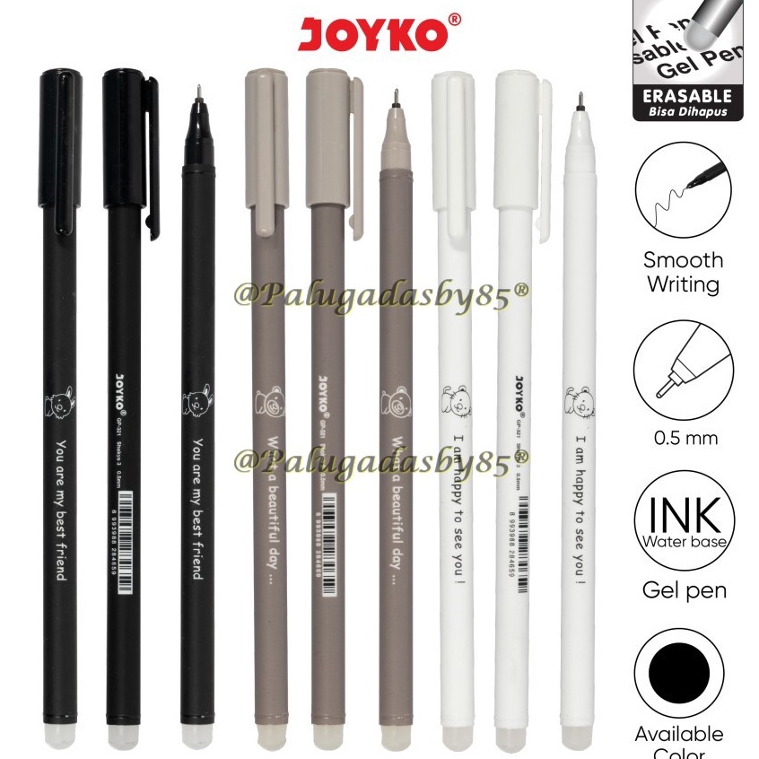

1 Pak Isi 12 Pcs Erasable Gel Pen Pulpen Bisa Dihapus Joyko GP321 Shokyo 3 Gel 5 mm Hitam Pena Gel Joyko GP 321 Joyko 321 GP321 KODE B6T7