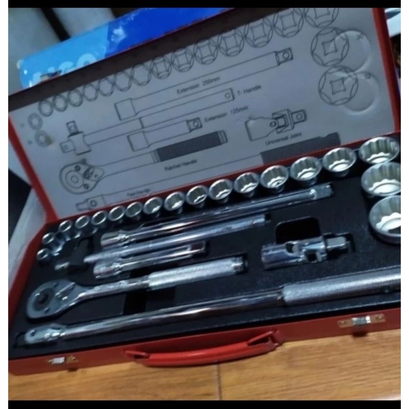 AIGO Kunci Sok Set 24 pcs 1/2" 12 PT Kunci sok set japan