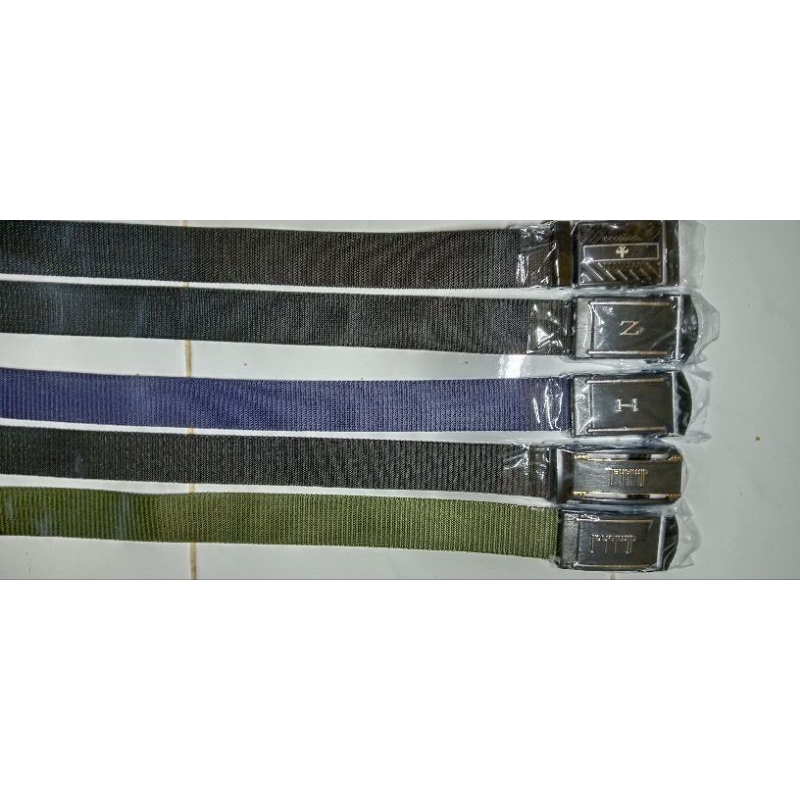 Ikat Pinggang Pria Bahan Canvas dengan kepala sabuk bermotif keren