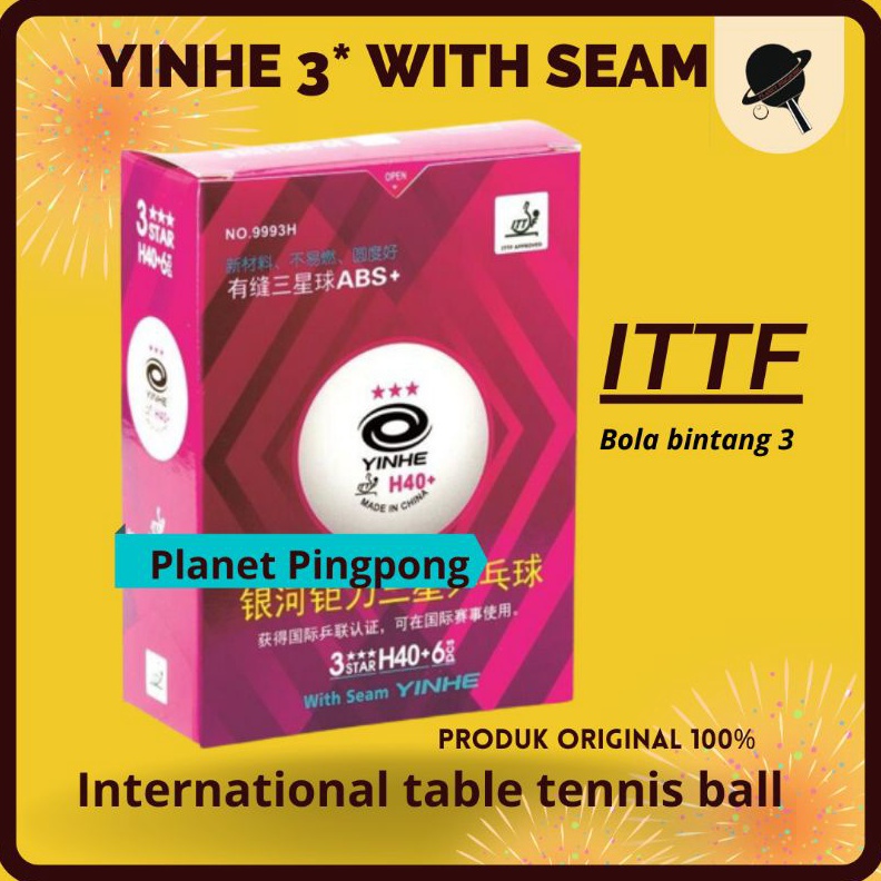 Bola pingpong bintang 3 Yinhe 3 Star S4 Plastic Seamless tanpa sambungan premium Tenis Meja terlaris