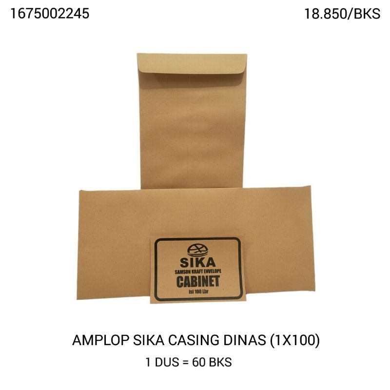

(1 Pack = 100LBR) Amplop Cassing Dinas Sika / Amplop Coklat / Amplop Kertas