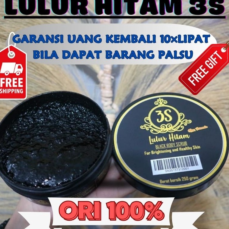 READY STOK LULUR HITAM 3S 25GRAM  PEMUTIH BADAN PERMANEN  LULUR VIRAL TIKTOK ORI  BODY SCRUB AND FAC