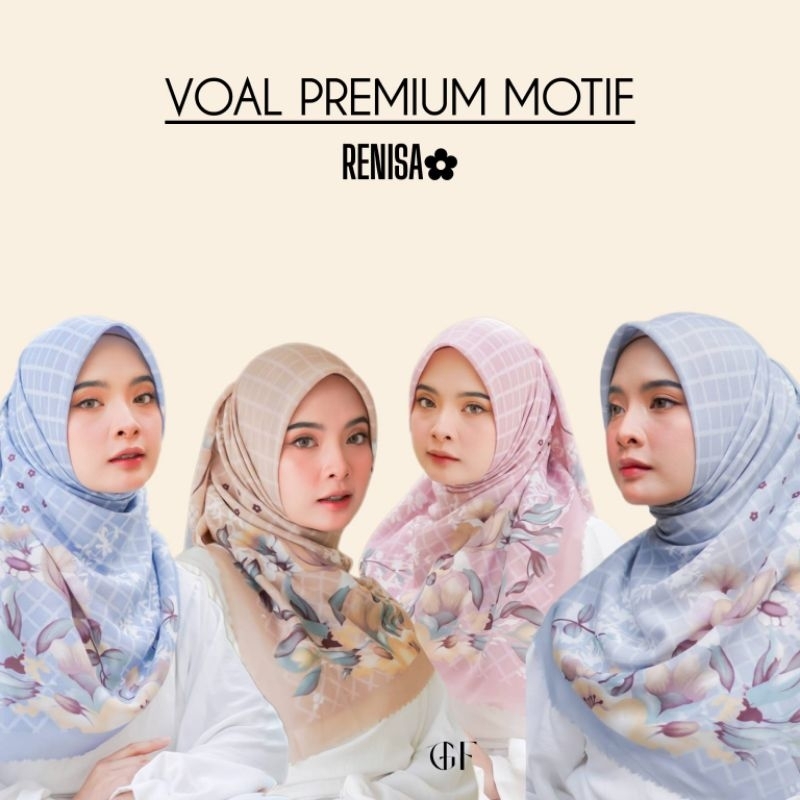 𝐆𝐀𝐍𝐀𝐅𝐀 - HIJAB SEGI EMPAT RENISA / JILBAB VOAL PREMIUM  120X120cm / KERUDUNG SEGI EMPAT LASERCUT
