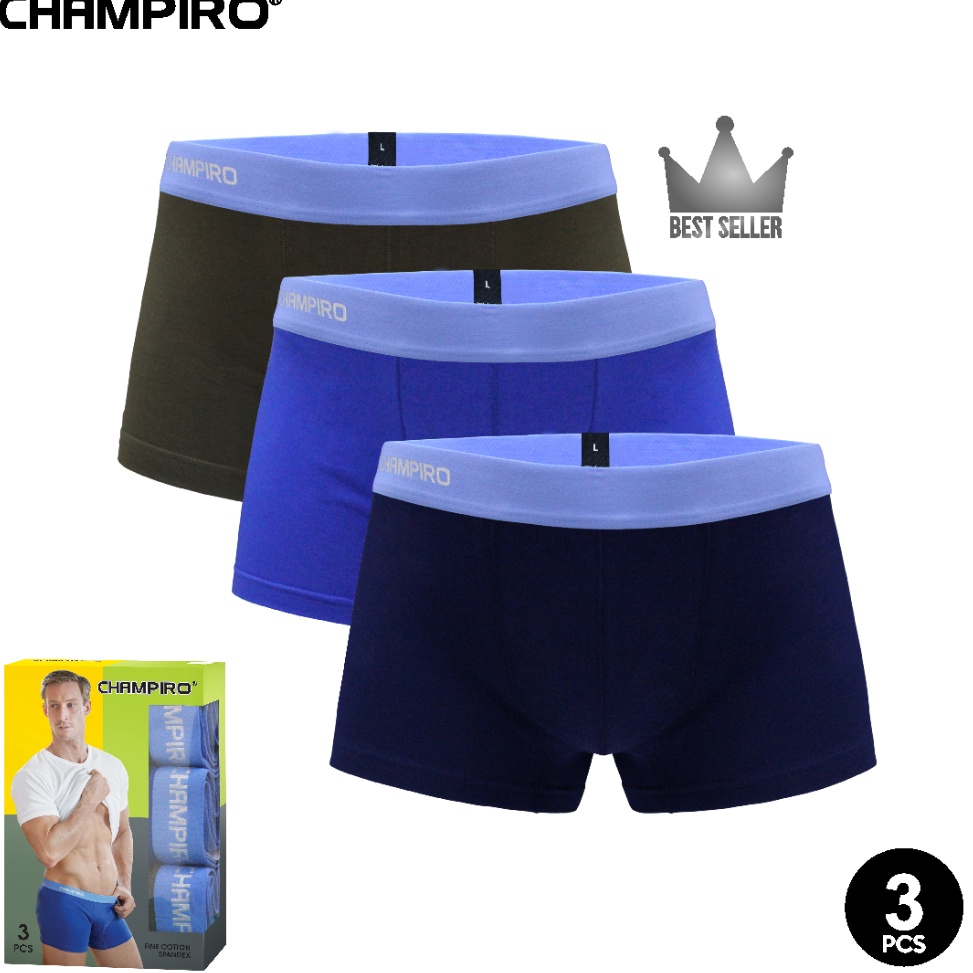 KODE A86Q Champiro  Celana Dalam Pria 3 pcs Boxer Pria C33C