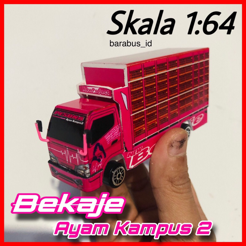 Miniatur Truk BKJ Ayam Kampus Pink Kecil Skala 1:64