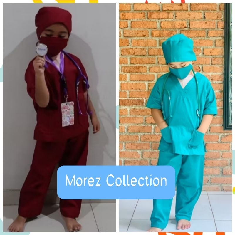 Baju profesi dokter anak tangan pendek - Baju dokter kecil - Kostum Profesi Anak SD / TK