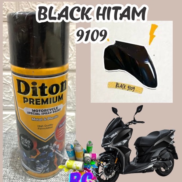 HJ6 Cat Pilox Diton Premium Black Glossy 919 4cc Warna Hitam Kilap
