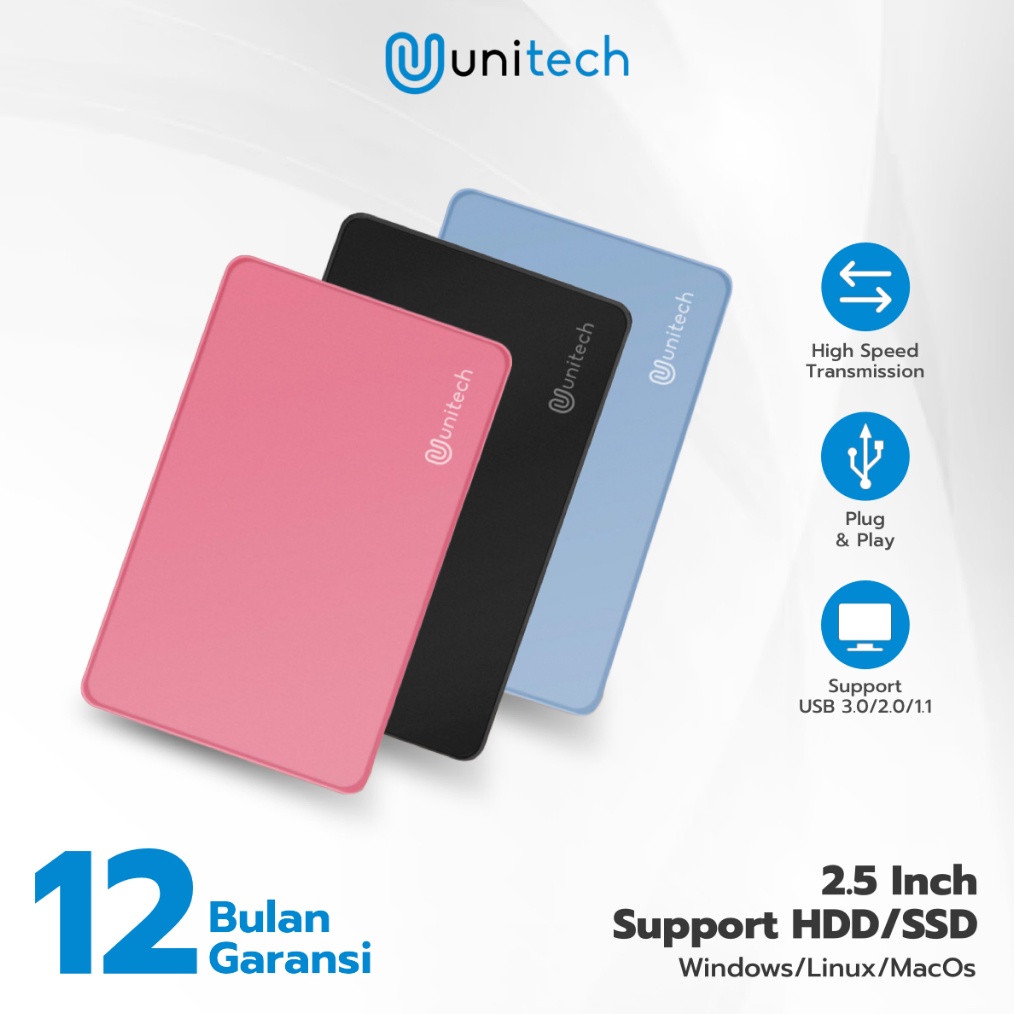 Unitech Casing External Harddisk USB 3 HDD Enclosure 25 inch SATA Colourfull r G7B3