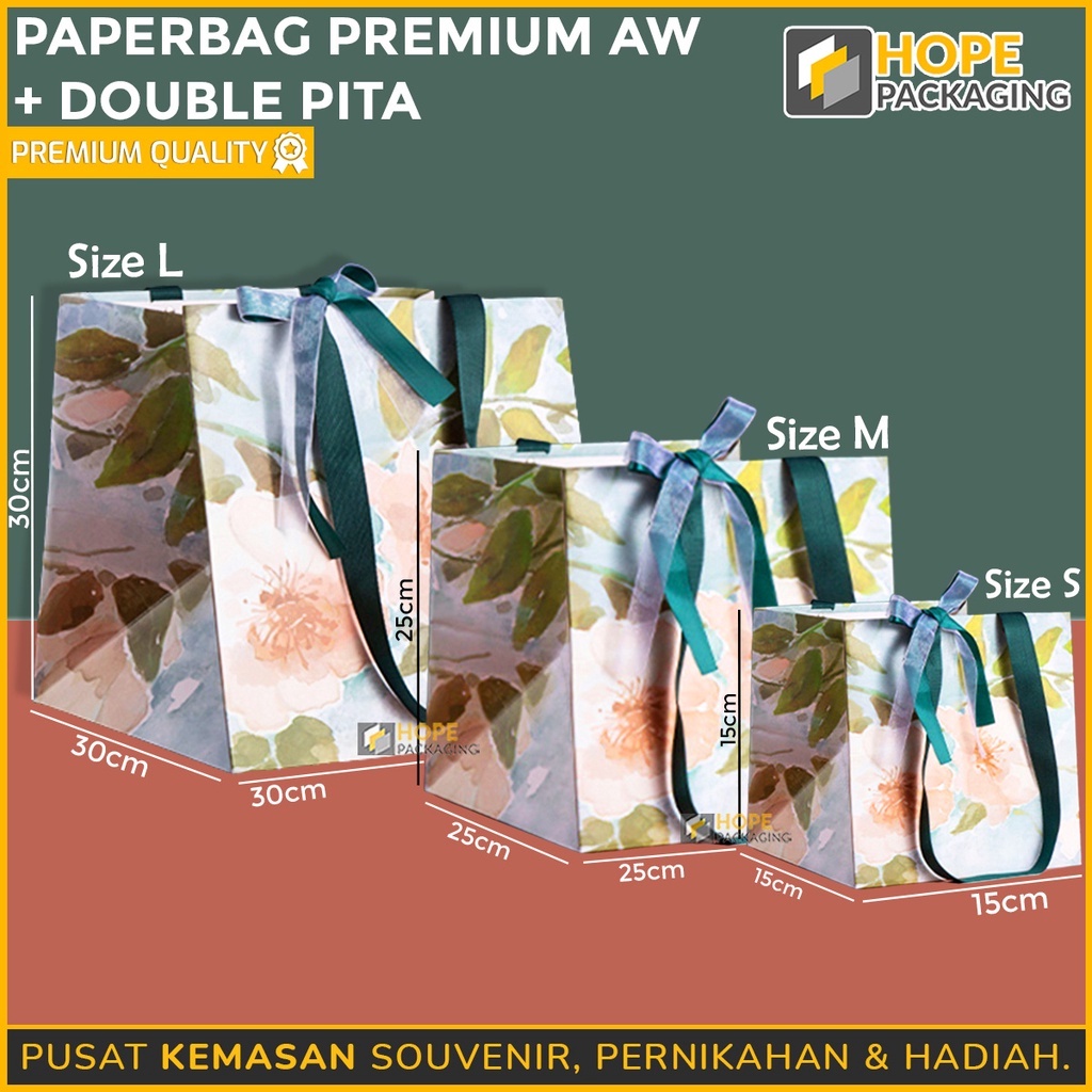 

PROMO Paper Bag Premium AW Double Pita Kotak Hampers Souvenir Kado Motif Bunga Peony Gift Box Hadiah Ribbon Tas Kantong Paper Bag Gift Tas Kado Tas Hampers Kue