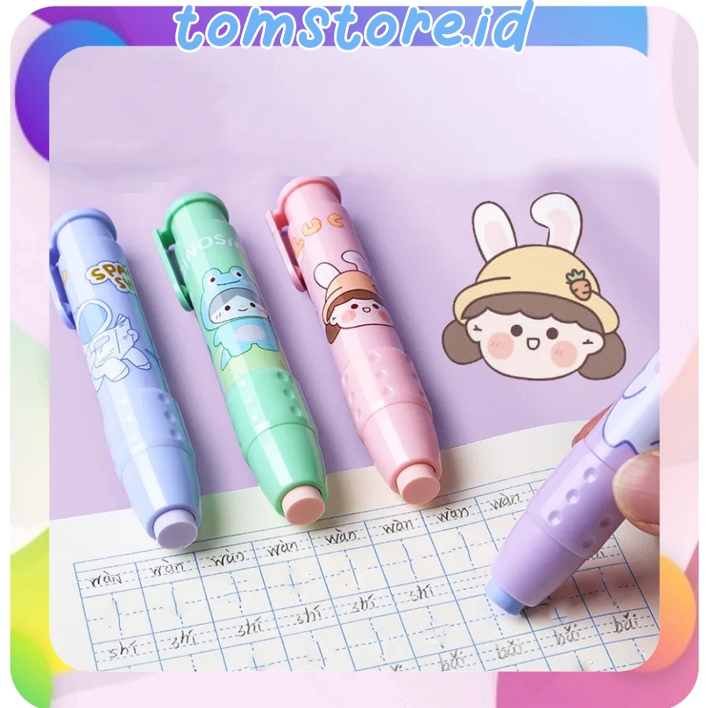 

GROSIR TOMSTOREID 1SET PRESS THE ERASER PENGHAPUS PENSIL KARET MEKANIK REFIL KARTUN CUTE KOREA S1