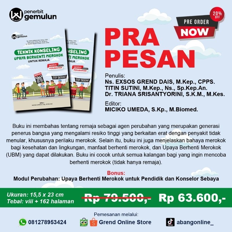 

Buku Teknik Konseling Upaya Berhenti Merokok untuk Remaja