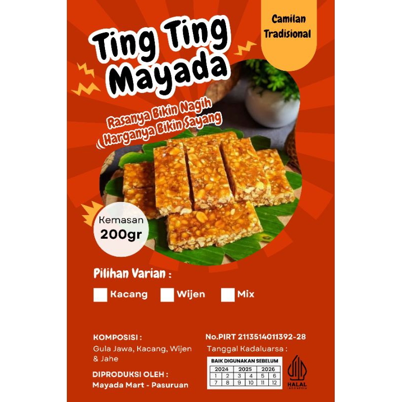 

Ting Ting Kacang & Wijen Mayada Premium Cemilan Jadul Tradisional