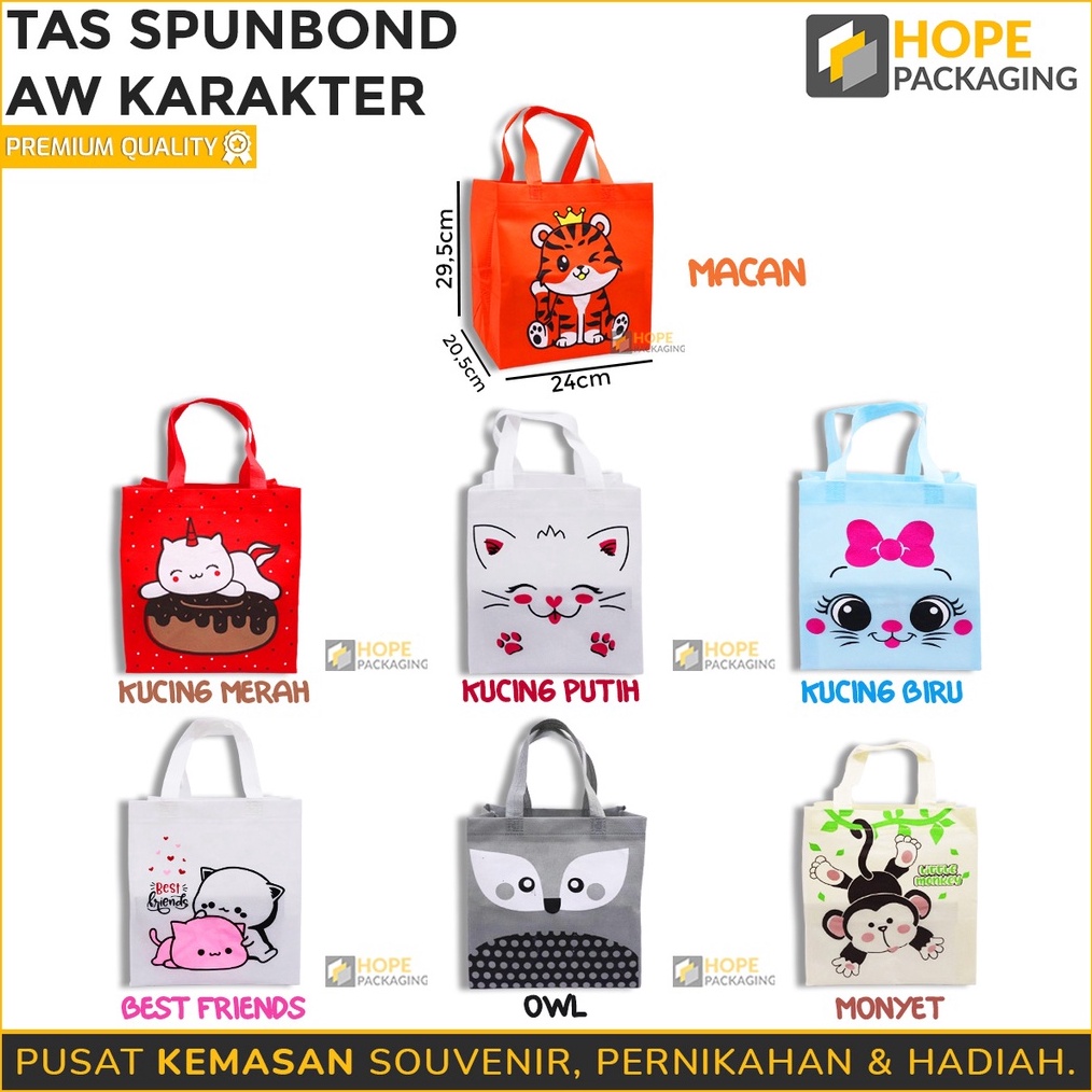 

SPESIAL DISKON Tas Spunbond AW Karakter Animal Goodie Bag Bento Tas Souvenir Snack Ultah Anak Goodie Bag Birthday Tas Hadiah Tas Hampers