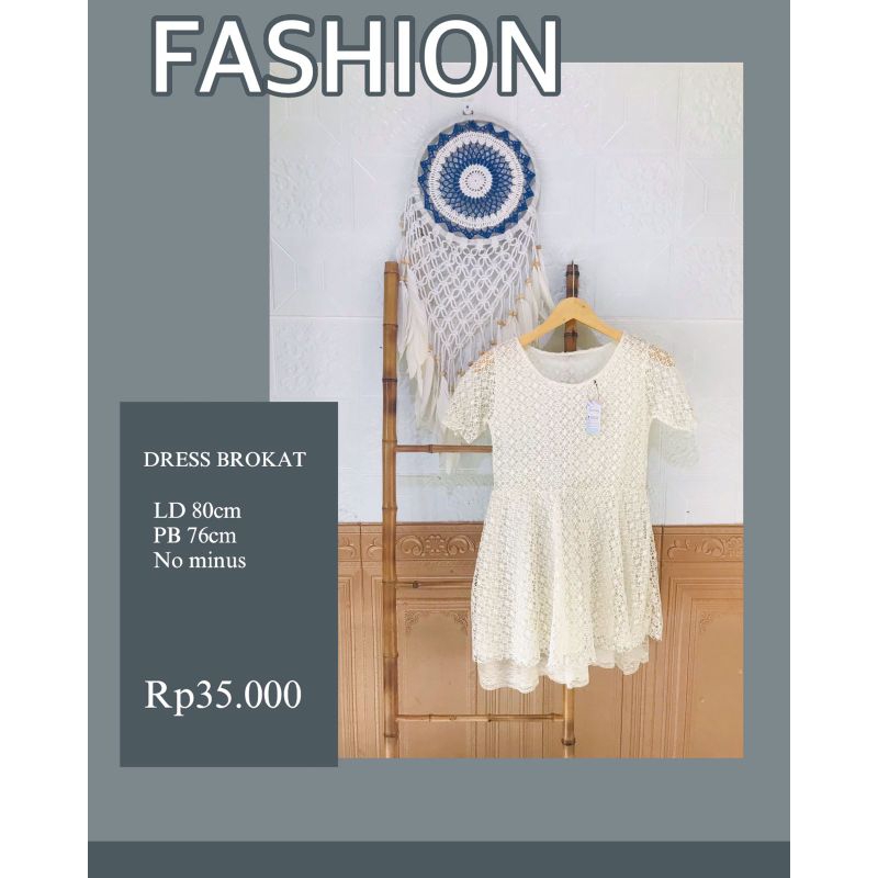 MINI DRESS BROKAT WANITA WARNA PUTIH