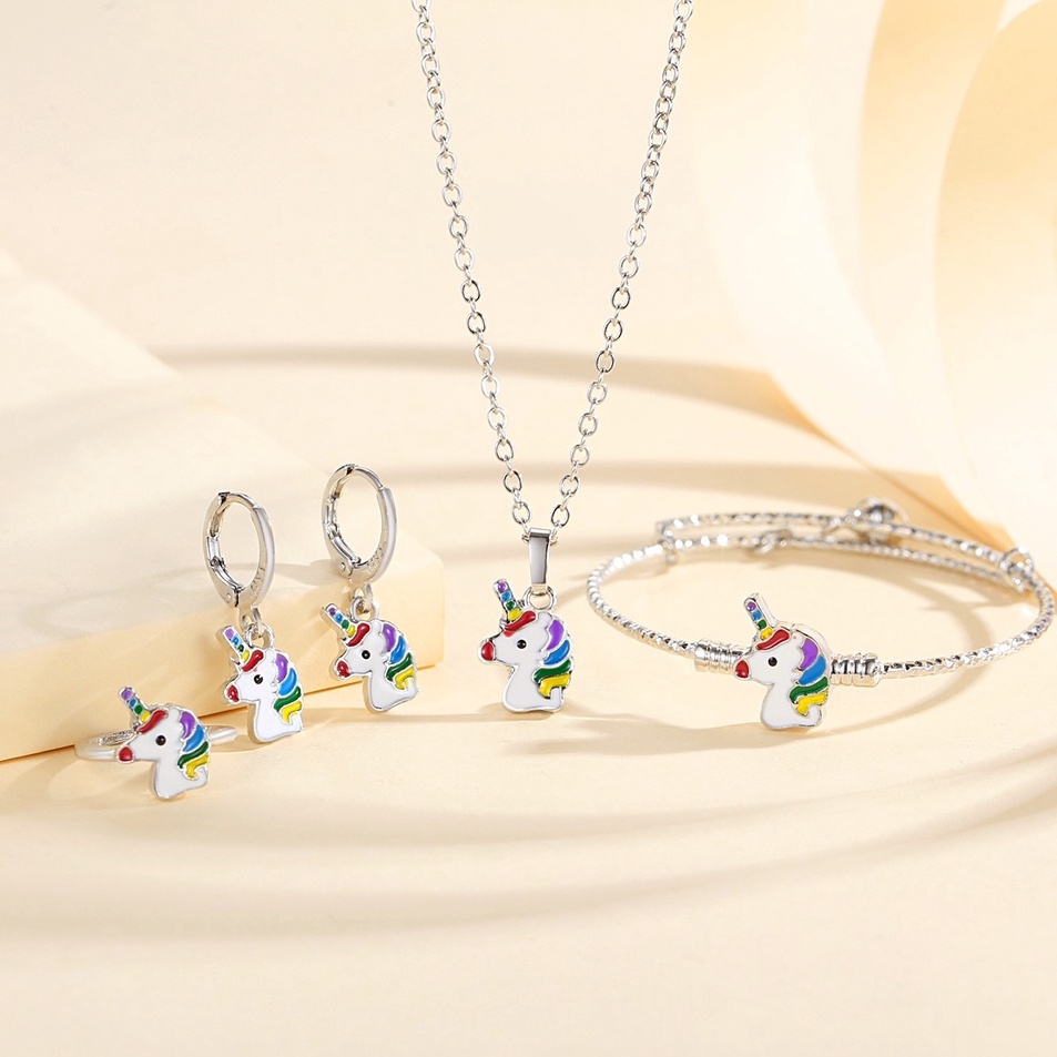 Garansi Toko  Lanme Jewelry Set Perhiasan Anak Unicorn Titanium Anti Karat Perhiasan Anak Satu Set T