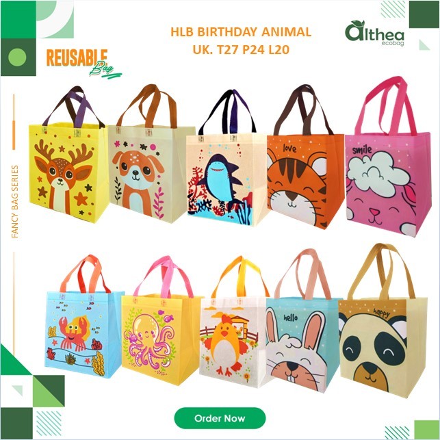 

[BISA CUSTOM] Tas Spunbond Kotak Nasi Animal | Tas Animal | Bahan Tebal Tas Birthday Party | Goodie Bag Birthday Ukuran 27x24x20