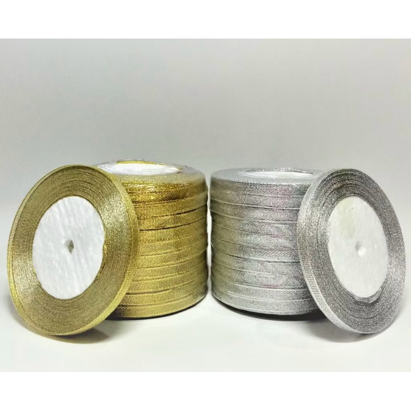 

Pita GLITTER Emas Silver 3/8 inch 1cm 20yard/roll