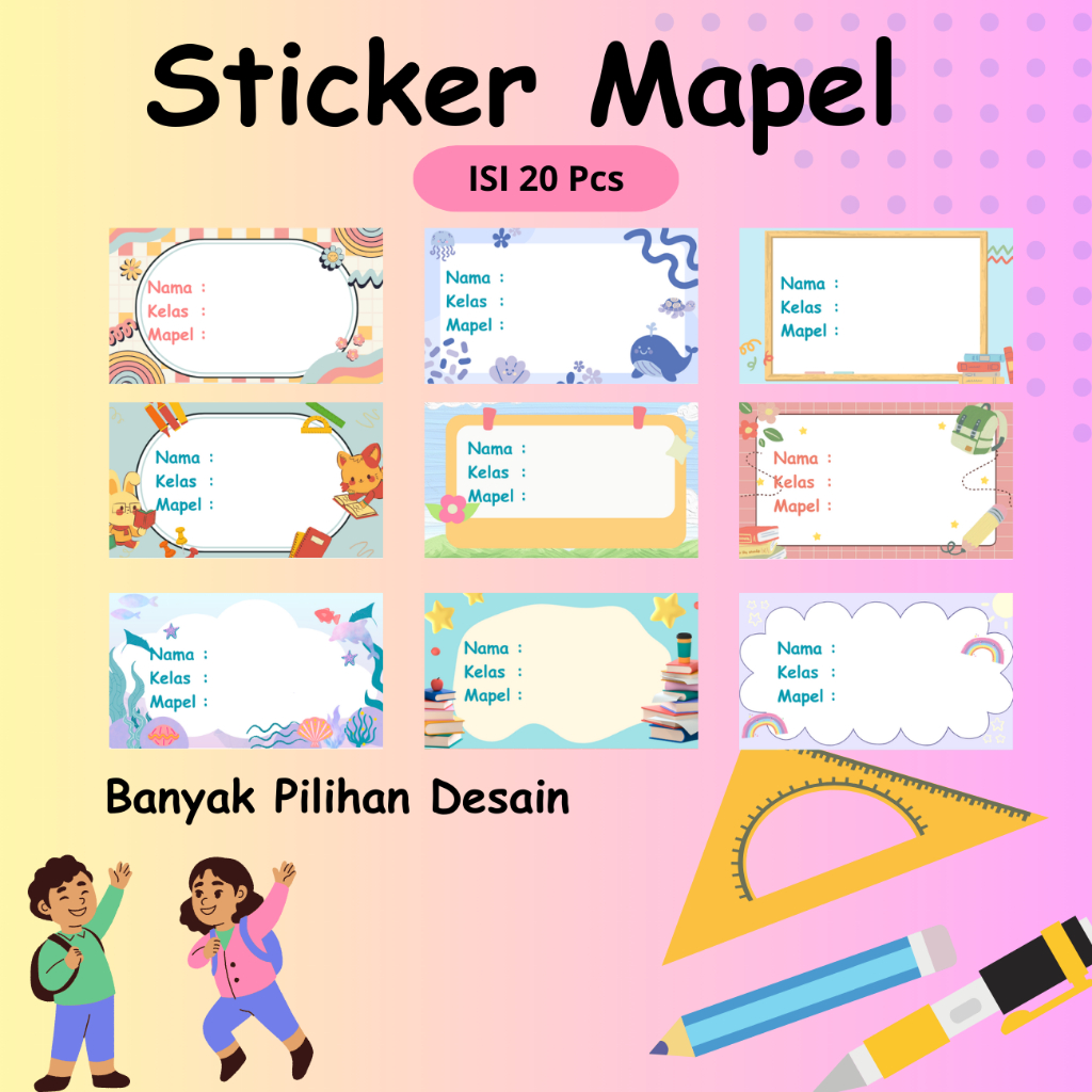 

stiker Mapel / label buku / stiker buku mata pelajaran isi 20pcs - Design A