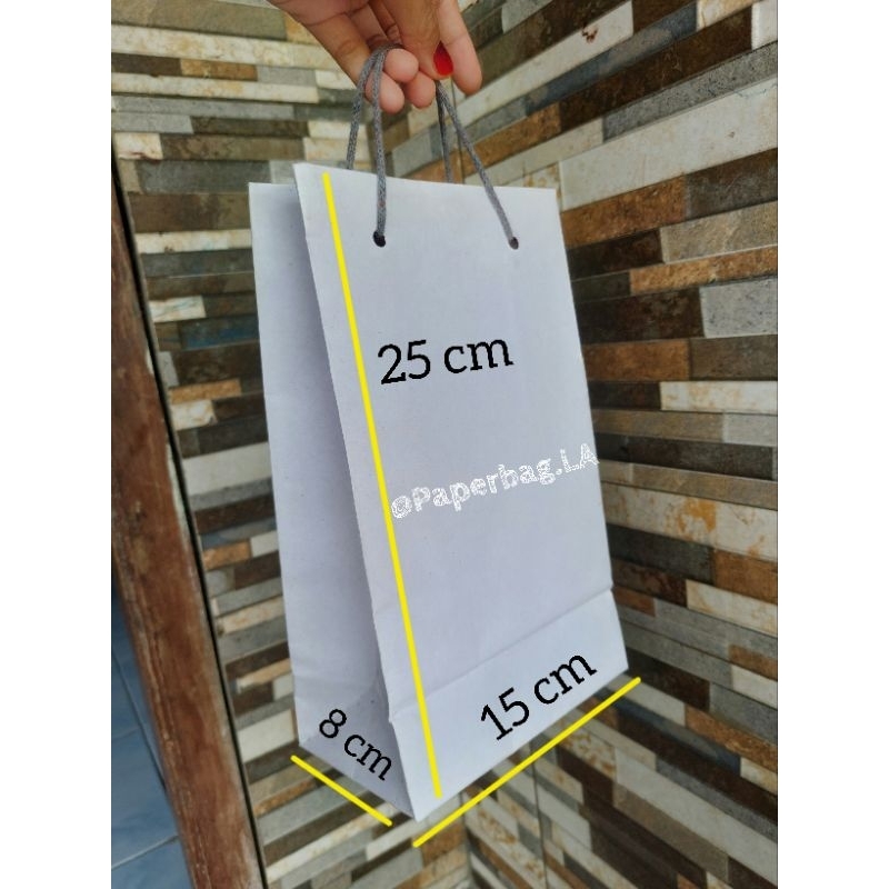 

Paperbag Putih 15x8x25 / White Craft Sablon Murah