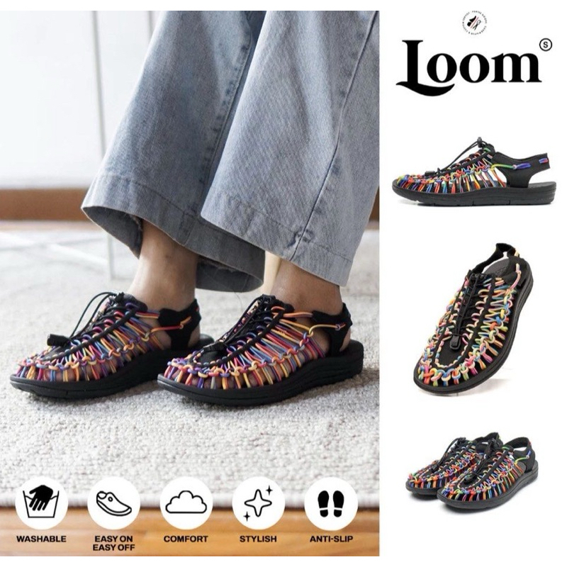 Portee Goods Loom Sandal Rainbow Black