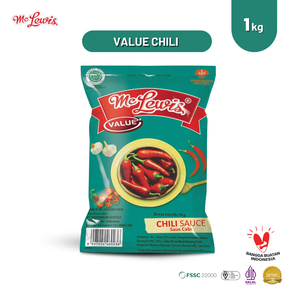 

MC LEWIS CHILI SAUCE VALUE 1kg / Saus Cabe 1kg