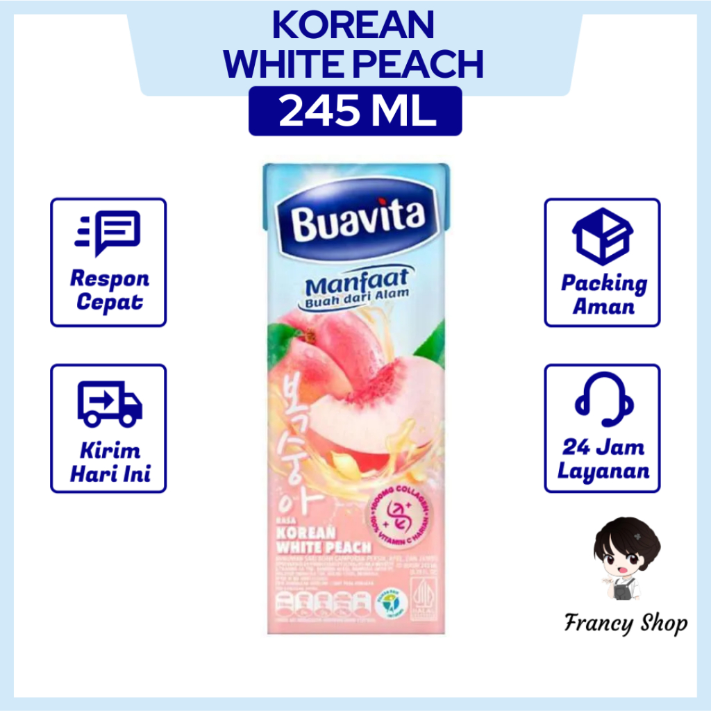 

Jus Buah Buavita Korean White Peach Juice 245 ml