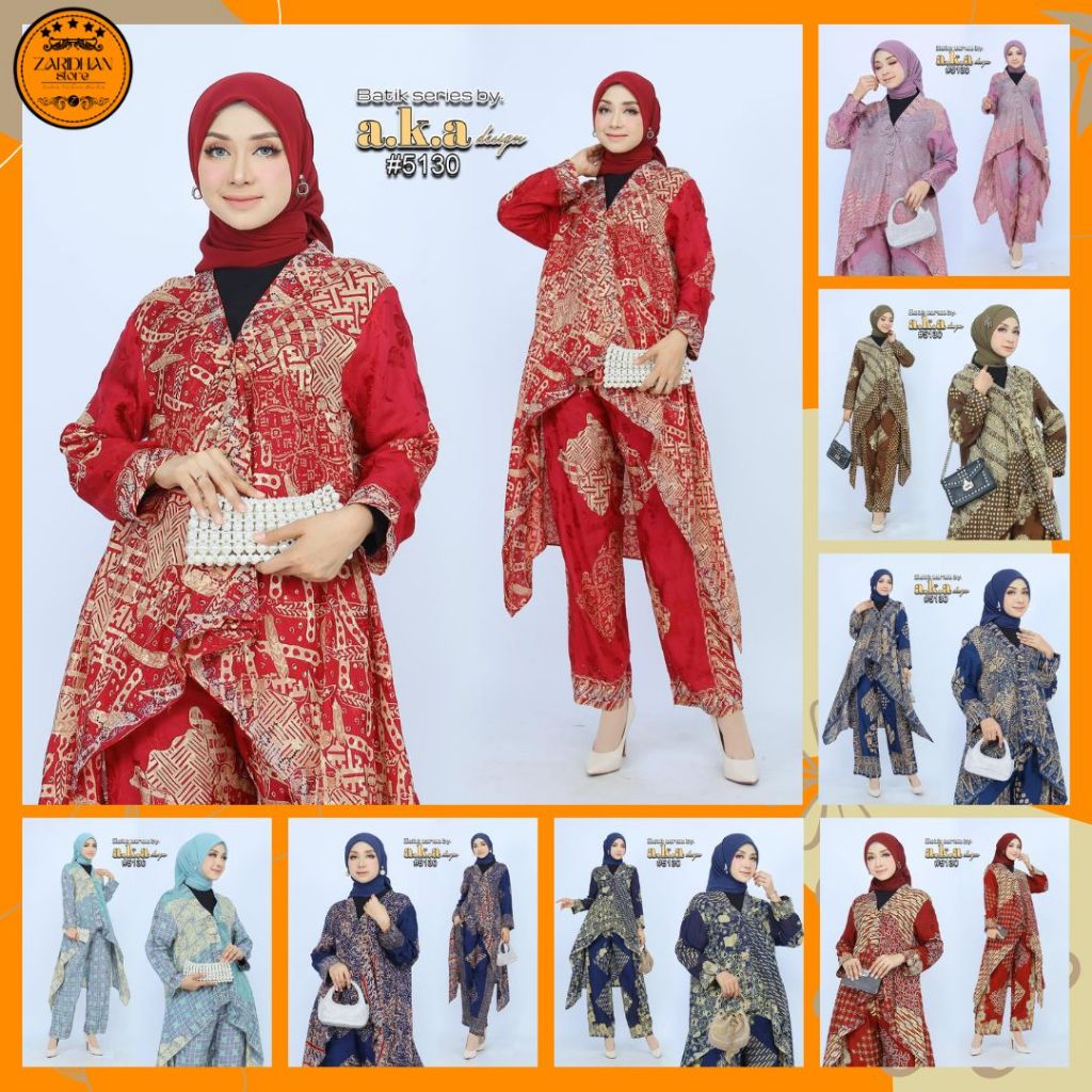 5130 Setelan Celana Kulot Batik Payet Baby Semi Sutra Viscose Premium A.K.A Design