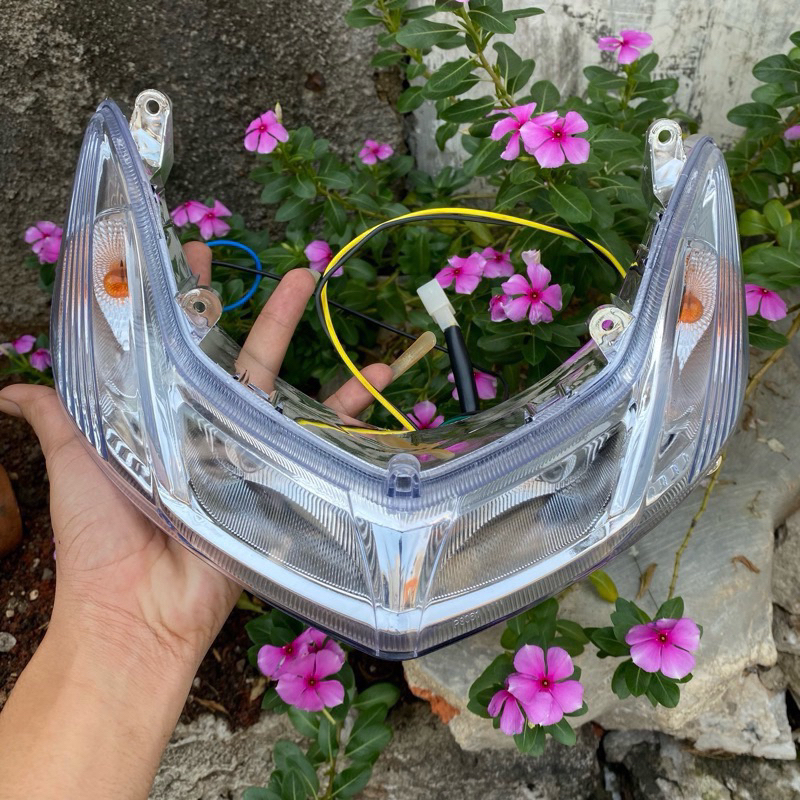 Reflektor Lampu Sen custom Sein custom Mio Smile Smoke hitam Plus Soket Lampu Sen Depan Mio Smile cu