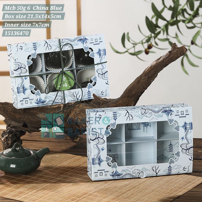 

Mooncake Box Mcb 50g 6 China Blue 21.5x14x5cm / box mooncake box kotak hamper kue bulan