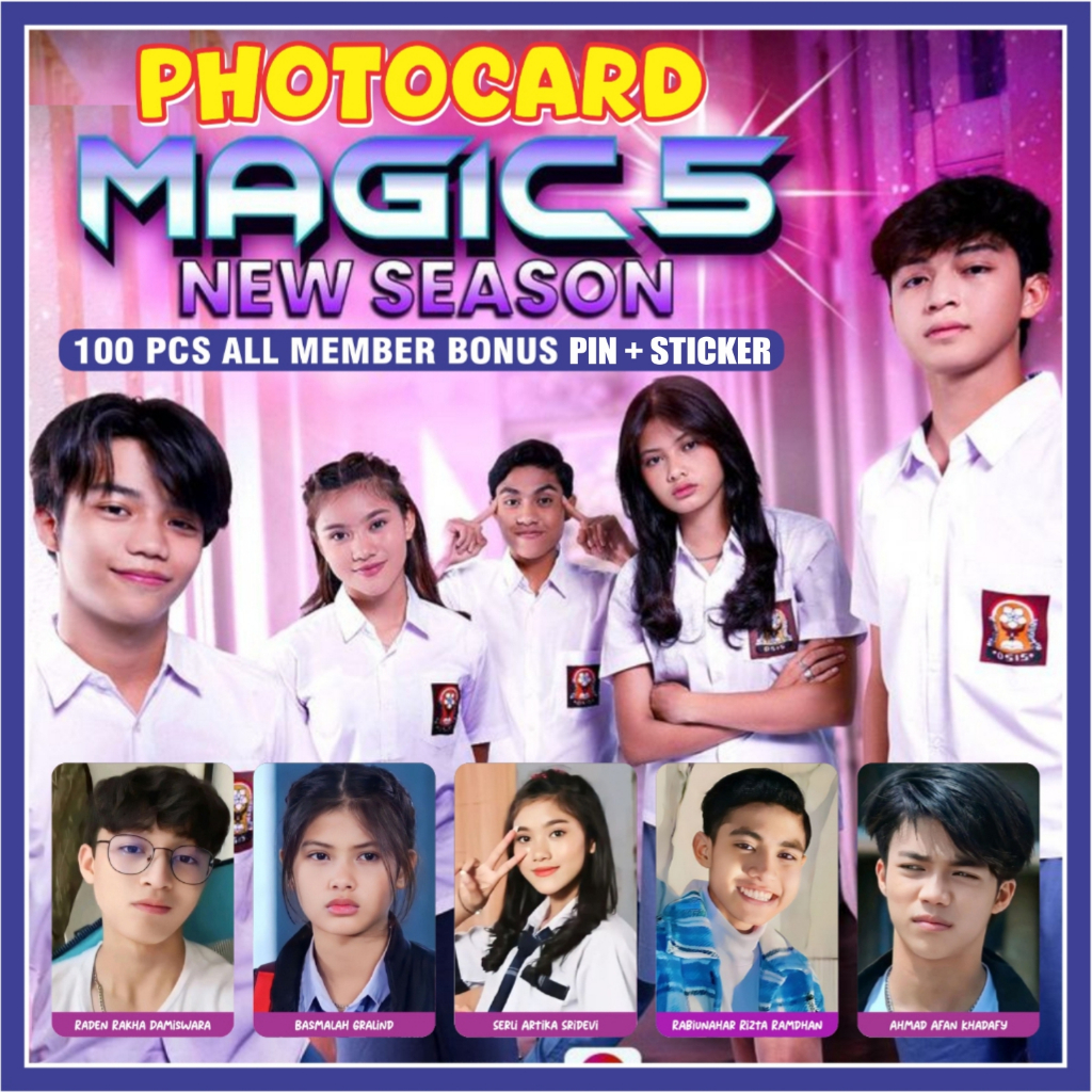 Photocard Magic 5 isi 100 Pcs Bonus Gantungan Kunci Bisa COD - Pabrik Photocard