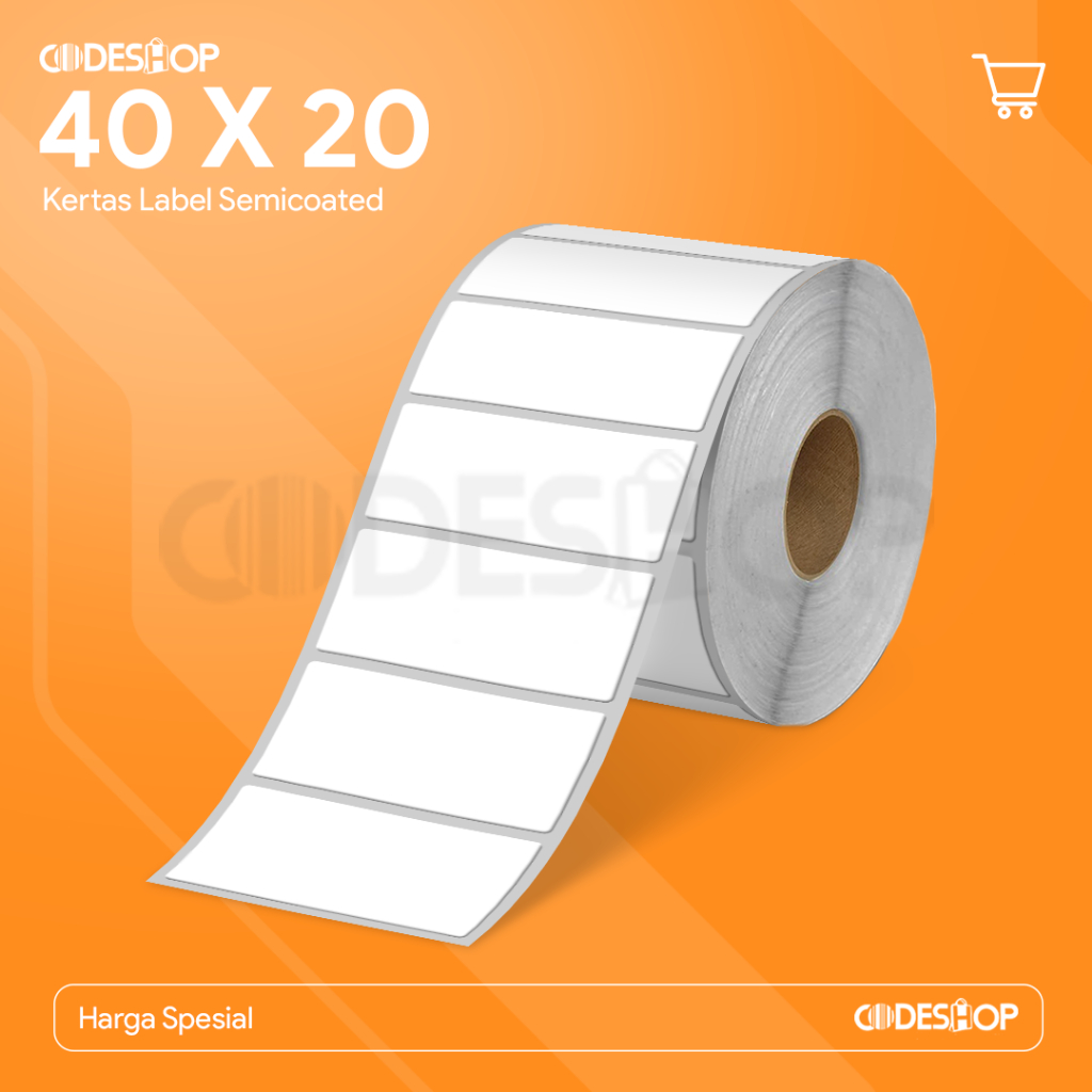 

Codeshop Label Stiker Semicoated 40x20 mm 1 Line Sticker Printer Barcode 2500 Pcs