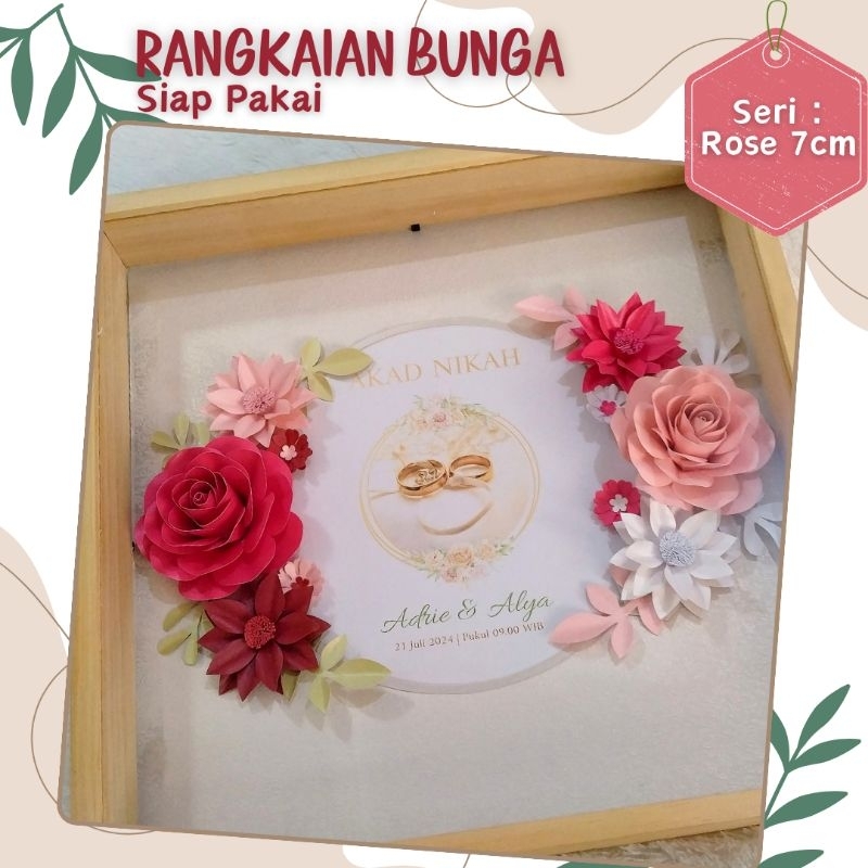 Rangkaian Bunga siap pakai bahan hiasan kotak mahar seserahan hantaran gift box 3D frame paper flowe