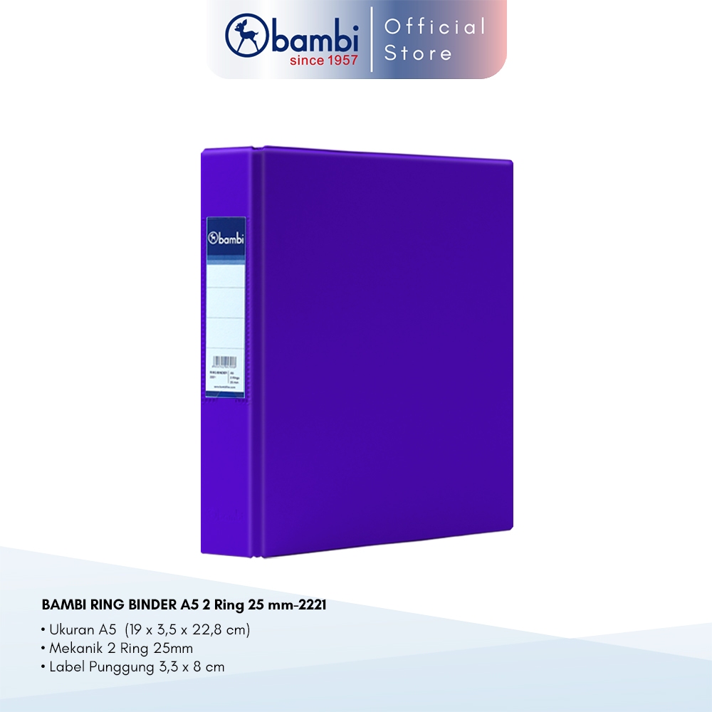 

Bambi Ring Binder A5 2 Ring D-Type Fluoro Purple SMALL SIZE 25 mm