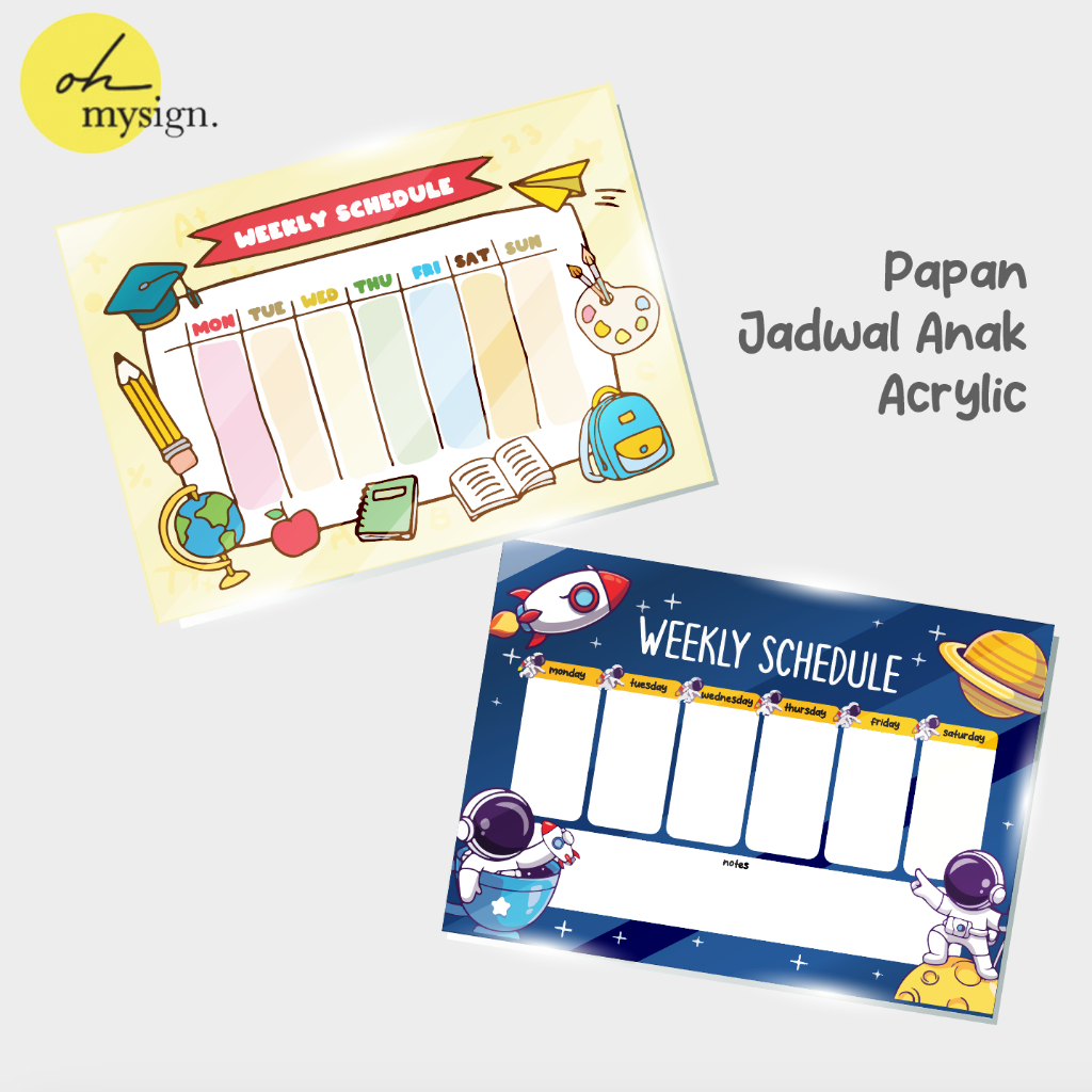 

Papan Jadwal Anak Acrylic UV Print Printing Schedule Jadwal Anak Board Planner Board Akrilik Lucu