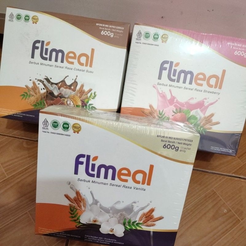 

FLIMEAL Flimty sereal diet Strawberry Vanila Coklat 12 sachet 600gram