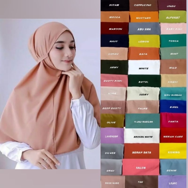 Bergo Maryam diamond size M warna matcha Sage dusty denim birel bata merah kuning fanta