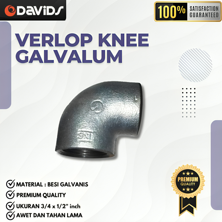 Elbow Sambungan Pipa Knee Verlop Reducer Galvanis 3/4 x 1/2 Inch
