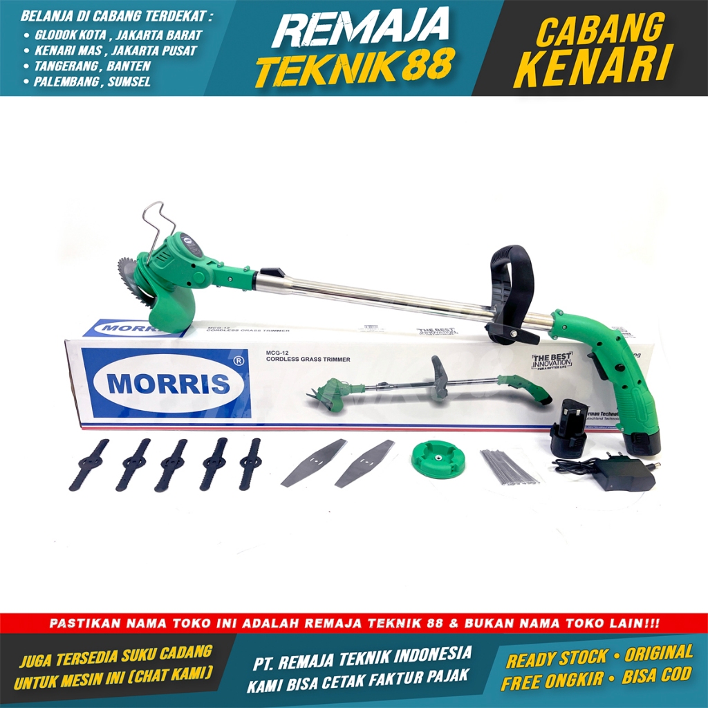 MESIN POTONG RUMPUT 12V LISTRIK BATERAI 12 VOLT CORDLESS MORRIS MCG 12