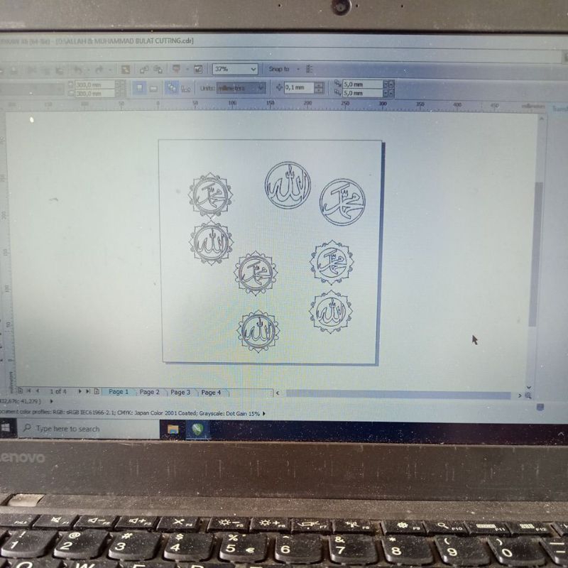 Lafadz Allah Muhammad Hiasan mahar akrilik mirror Gold