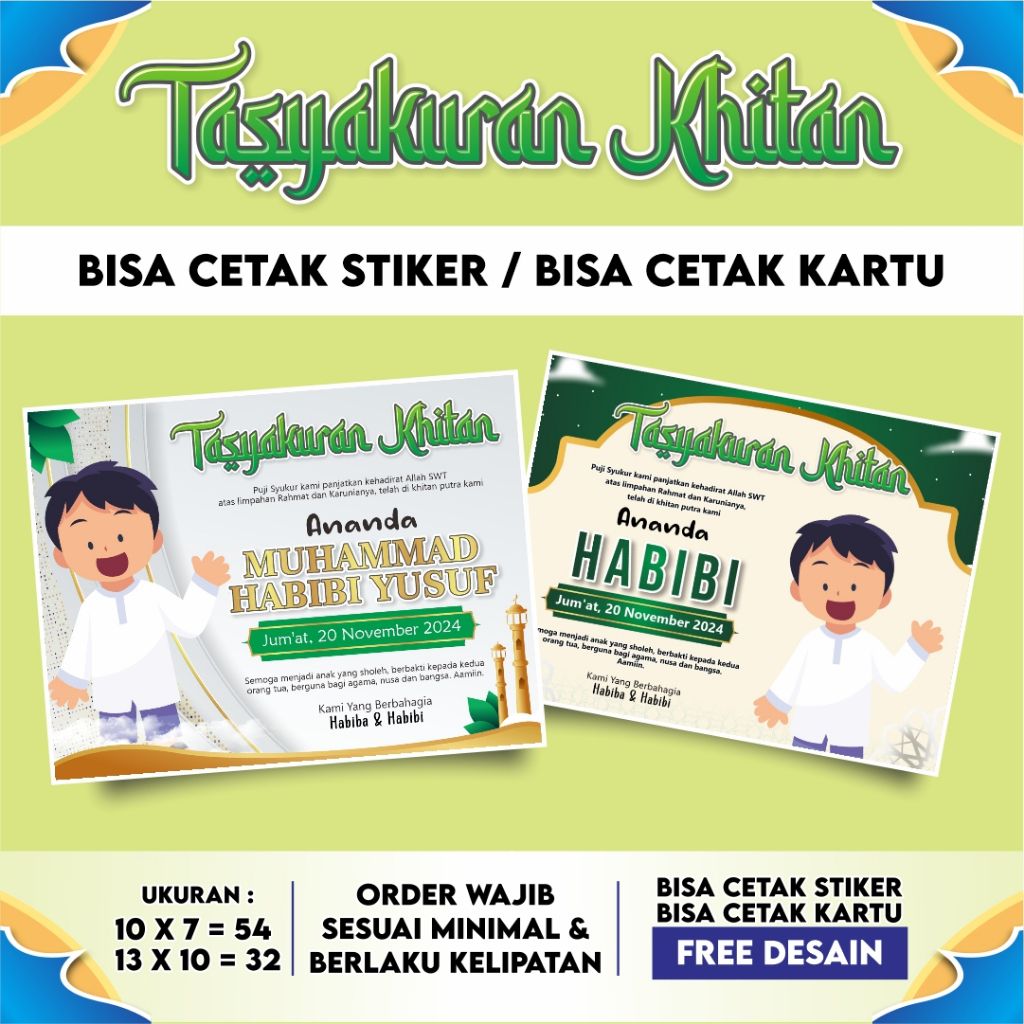 STIKER TASYAKURAN KHITAN I KARTU TASYAKURAN KHITAN